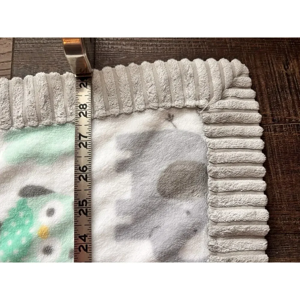 Garanimals Baby Blanket Lovey Owls Elephants Birds 30x40 Gray Ribbed Trim Fleece